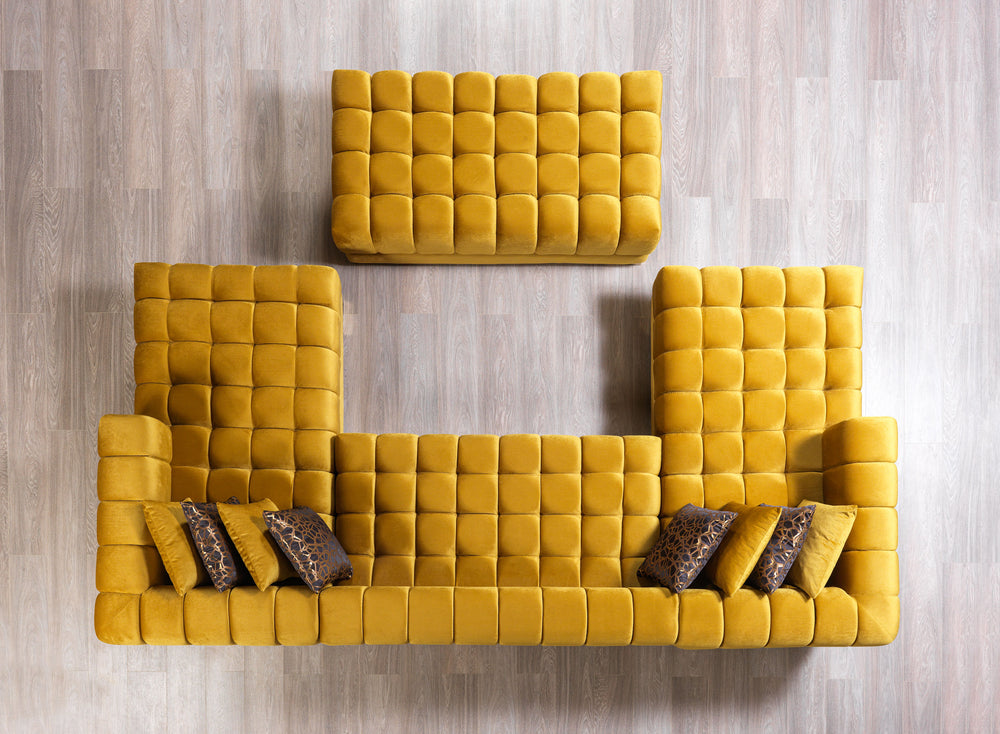 Ariana Mustard Velvet Double Chaise 138" Sectional [ETA: 8/23]