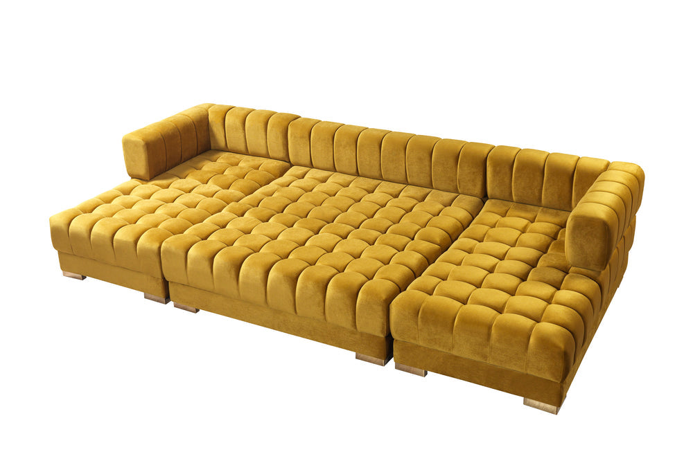 Ariana Mustard Velvet Double Chaise 138" Sectional [ETA: 8/23]