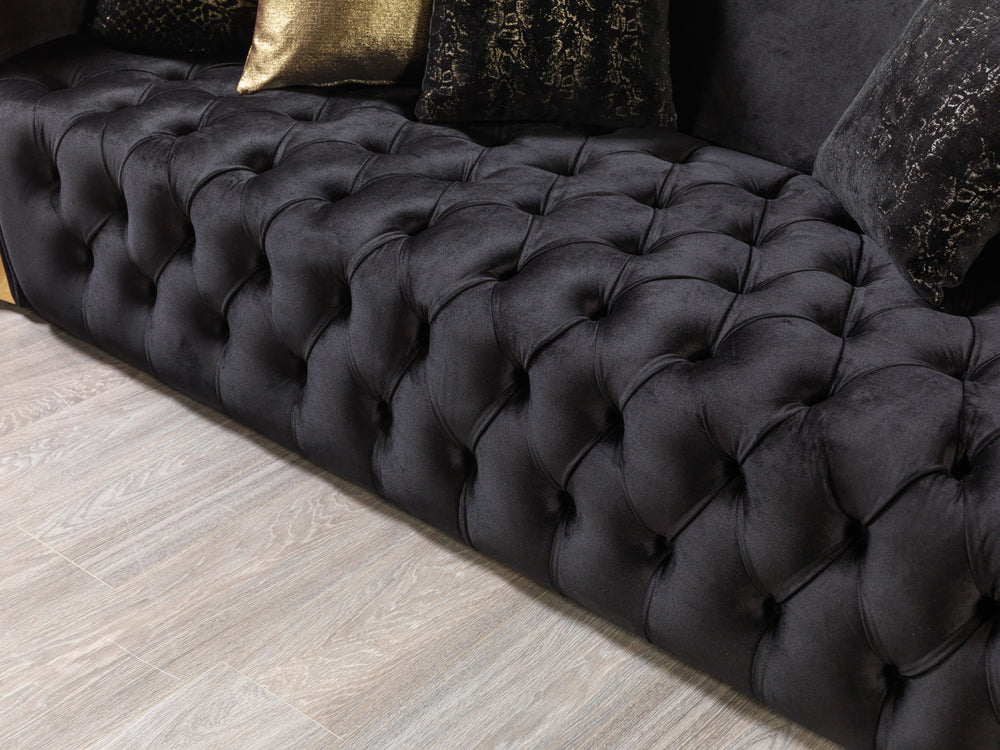 Fanci Black Velvet Sofa 94" & Loveseat 82"