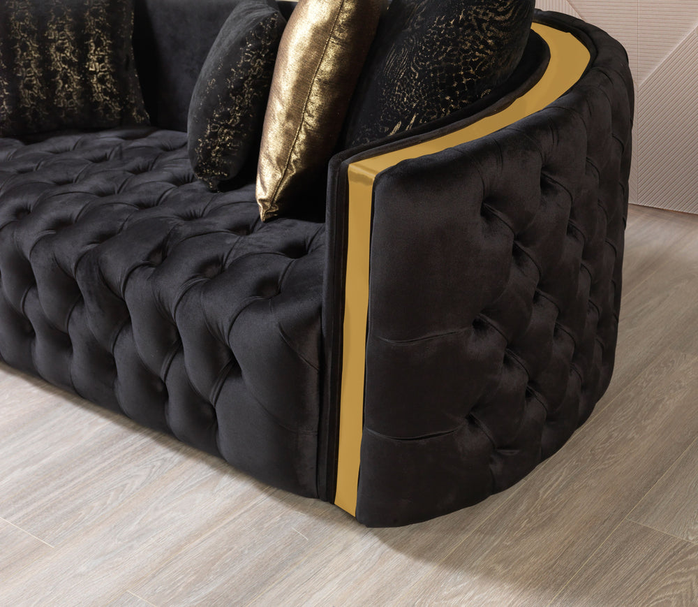 Fanci Black Velvet Sofa 94" & Loveseat 82"