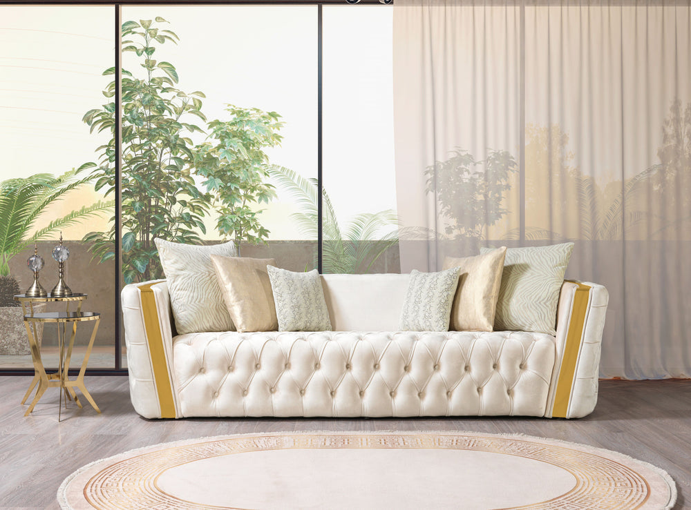 Fanci Ivory Velvet Sofa 94" & Loveseat 82"