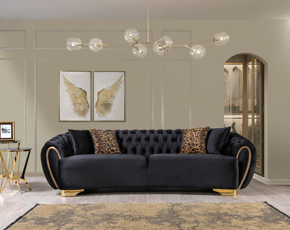 Victoria Black Velvet Sofa & Loveseat