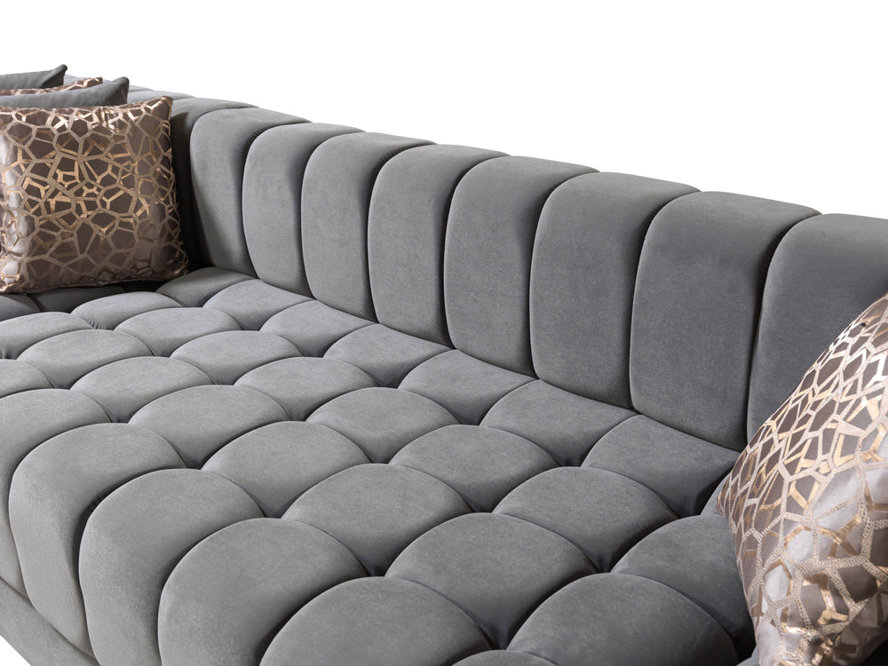 Ariana Gray Velvet Double Chaise 138" Sectional