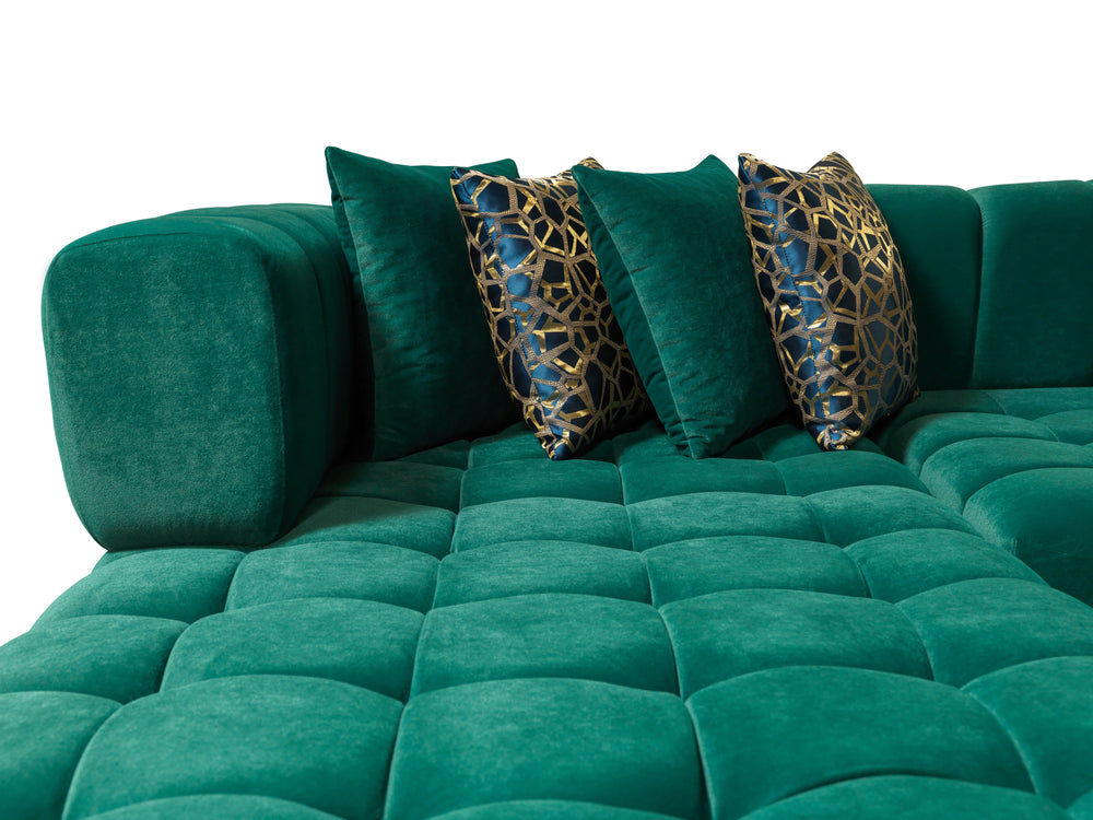 Ariana Green Velvet Double Chaise 138" Sectional