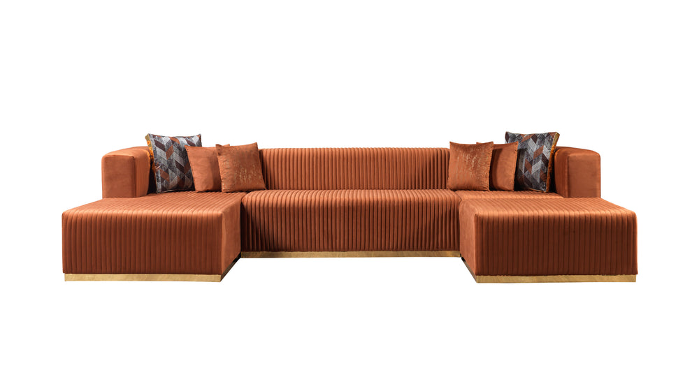 Juliana Orange Velvet 4-Piece 140" Sectional