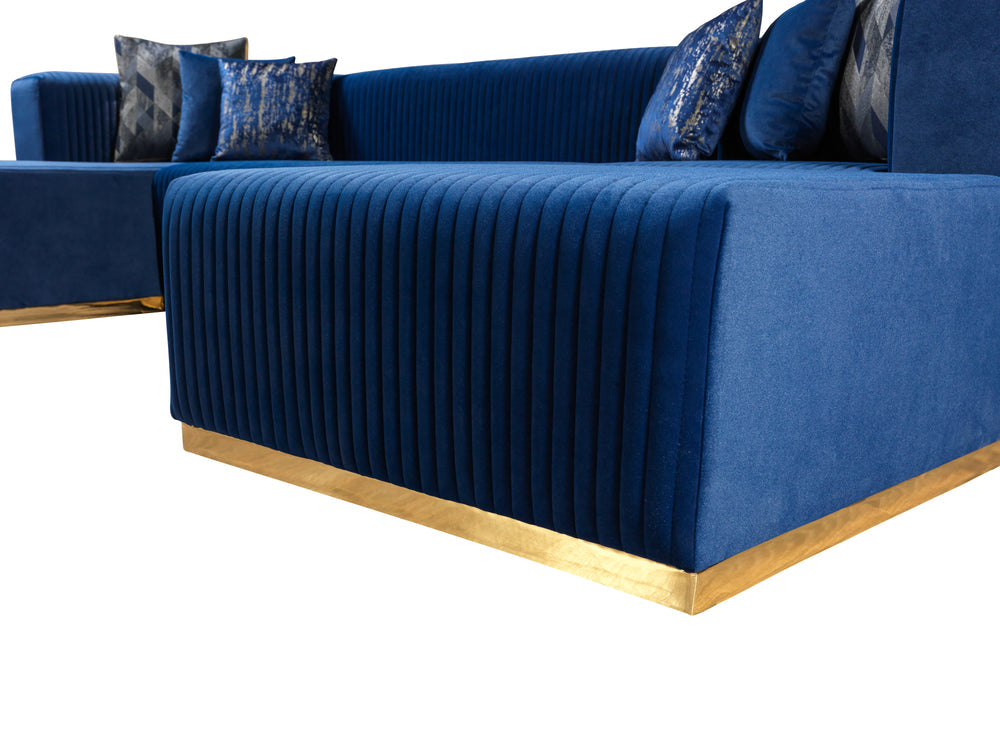 Juliana Blue Velvet 4-Piece 140" Sectional