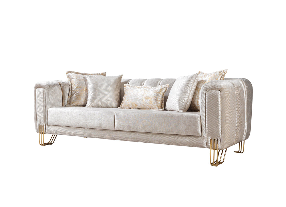 Santana Ivory Velvet Sofa 89" & Loveseat 69"