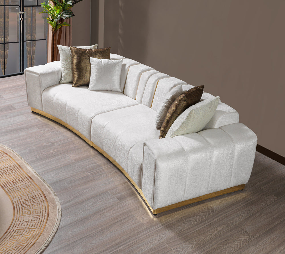 Michelle Ivory Velvet Curved 118" Sectional [ETA: 8/23]