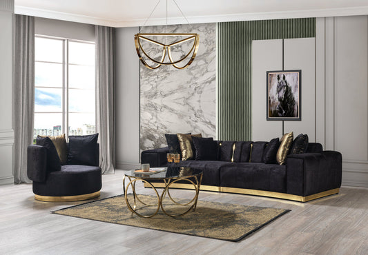 Michelle Black Velvet Curved 118" Sectional [ETA: 8/23]