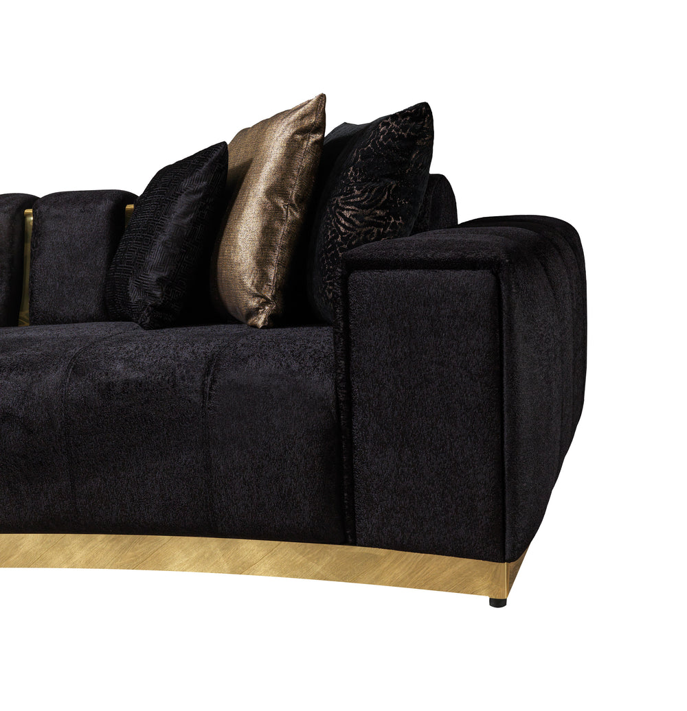 Michelle Black Velvet Curved 118" Sectional [ETA: 8/23]