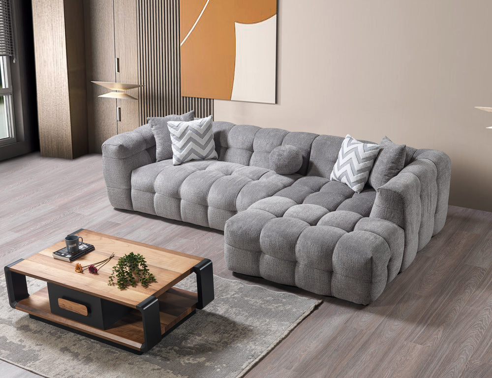 Ivy Gray Boucle RAF 110" Sectional [ETA: 9/30]