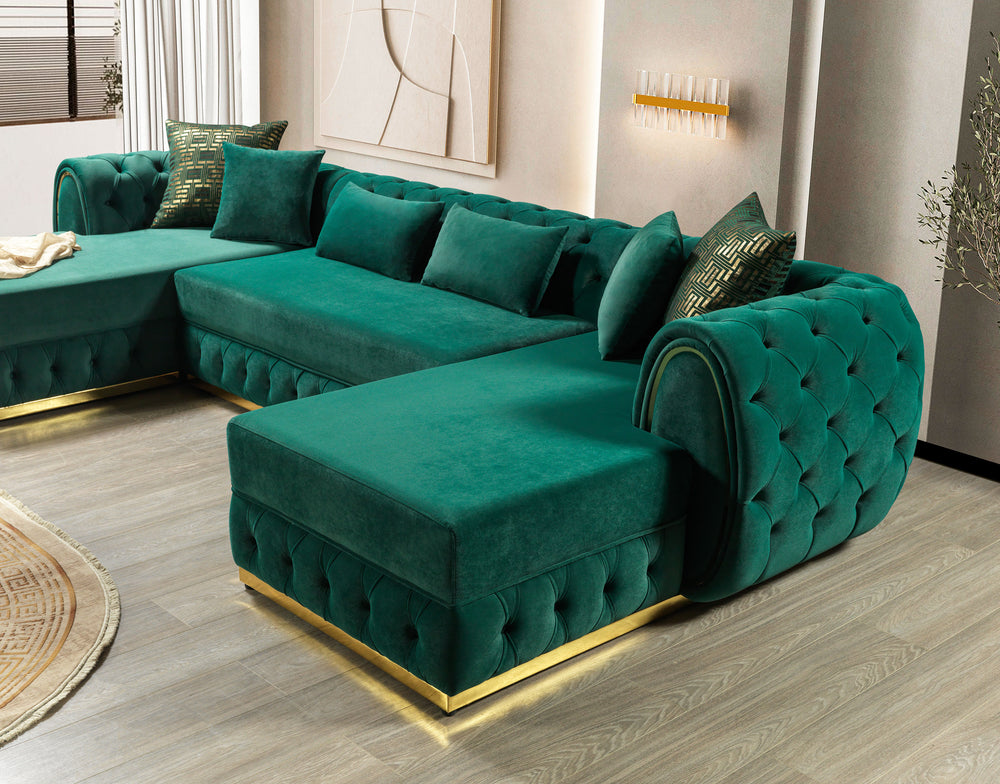 Jessie Green Velvet Double Chaise 138" Sectional [ETA: 8/23]