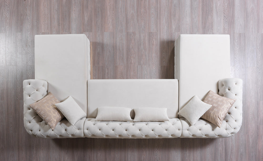 Jessie Ivory Velvet Double Chaise 138" Sectional[ETA: 8/23]