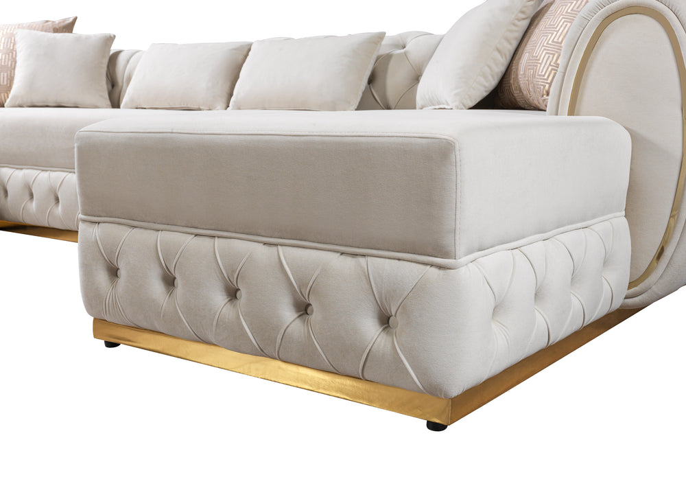 Jessie Ivory Velvet Double Chaise 138" Sectional[ETA: 8/23]