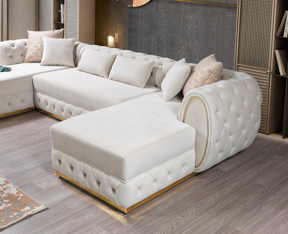 Jessie Ivory Velvet Double Chaise 138" Sectional[ETA: 8/23]