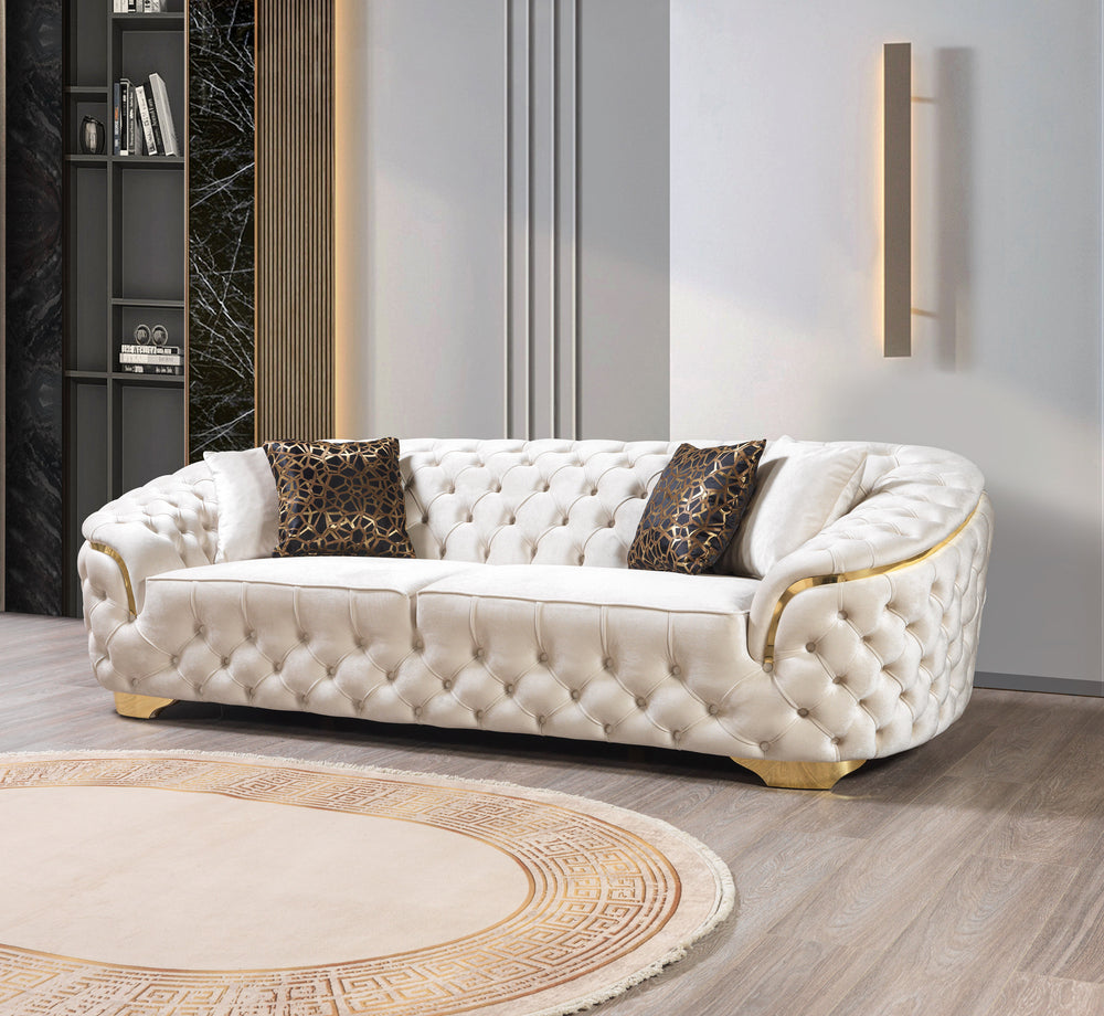 Lupino Ivory Velvet Sofa 95" & Loveseat 82"