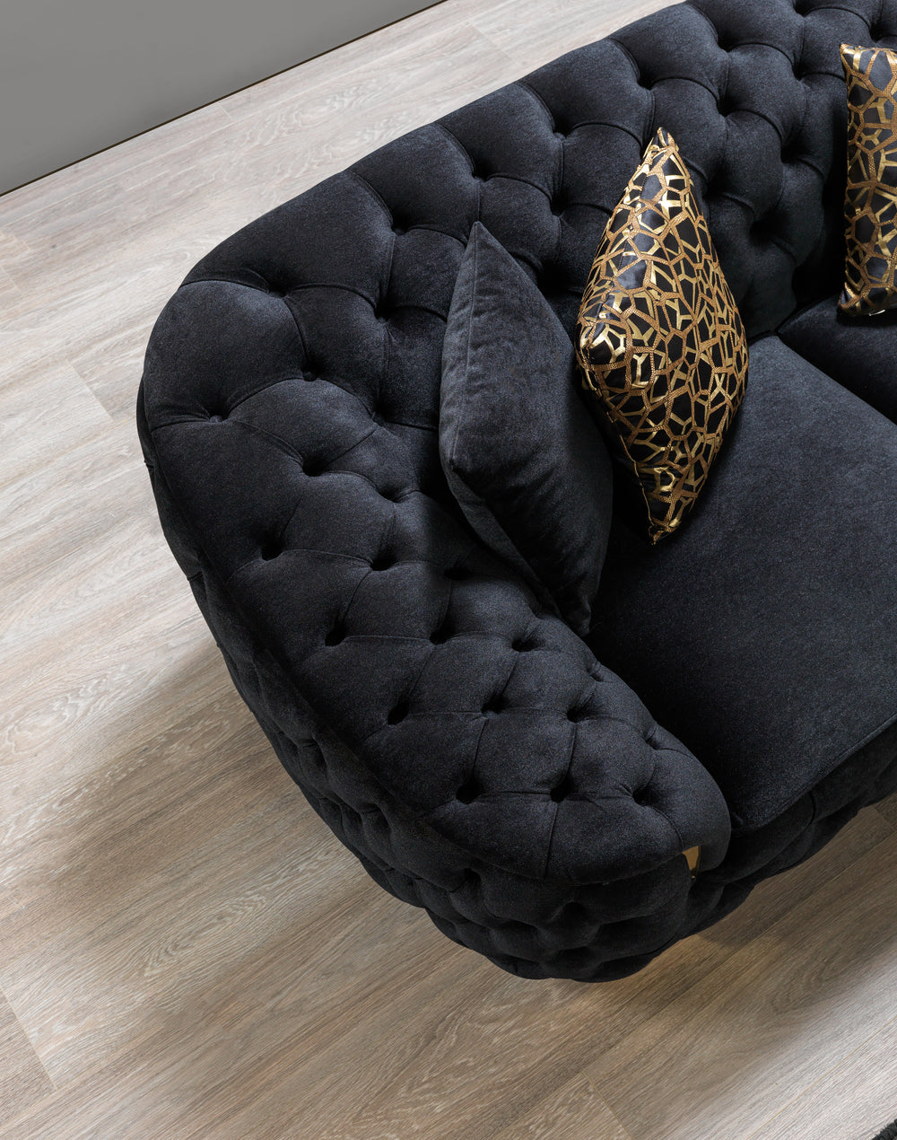 Lupino Black Velvet Sofa 95" & Loveseat 82"