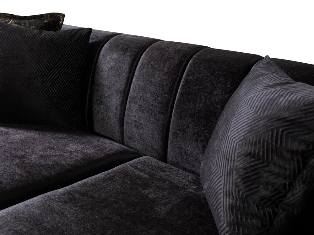 Santana Black Velvet Sofa 89" & Loveseat 69"