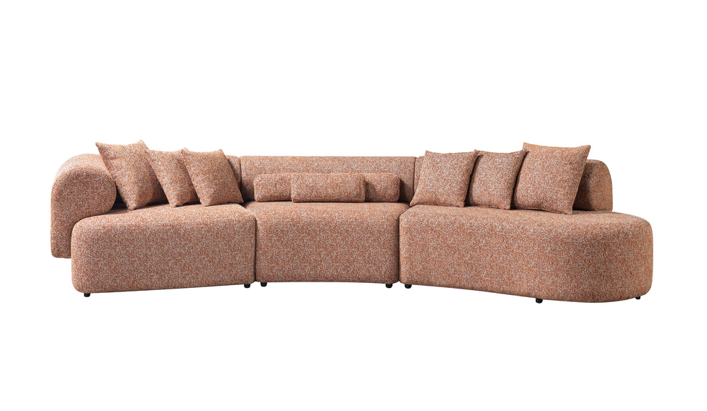 Lena Orange Boucle 3-Piece Curved 145" Sectional