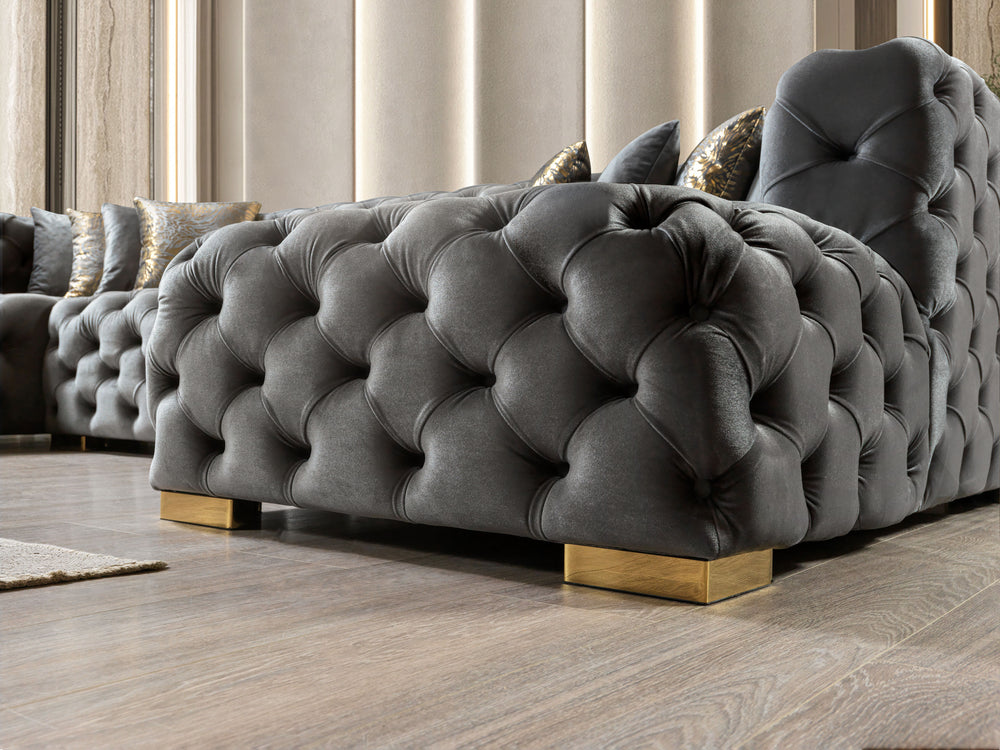 Neva Gray Velvet Double Chaise 138" Sectional [ETA: 8/23]