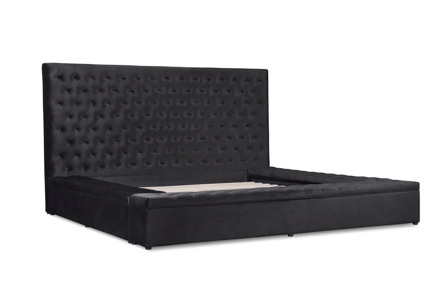 SH250 Black Velvet Queen Upholstered Storage Platform Bed