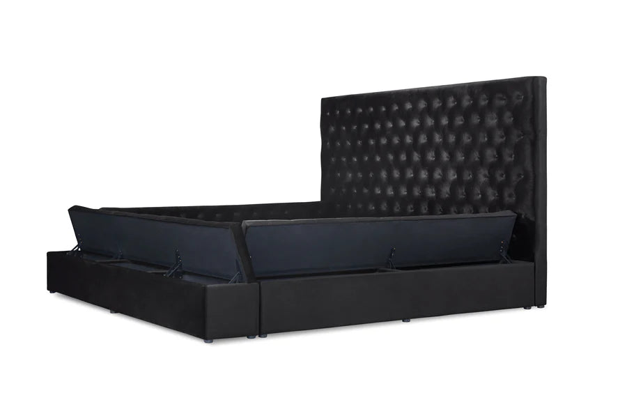 SH250 Black Velvet Queen Upholstered Storage Platform Bed