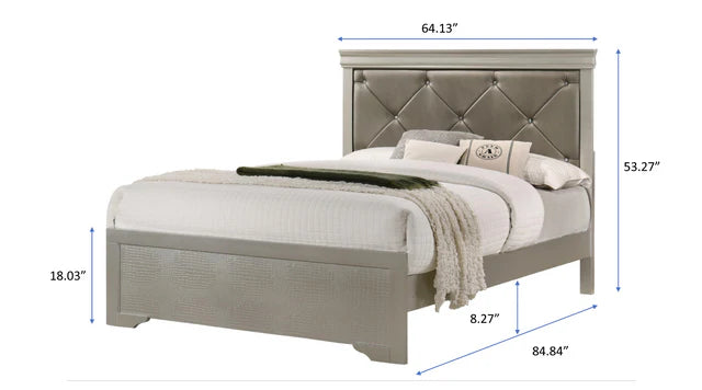 B6910 Amalia Champagne Silver Panel Bed