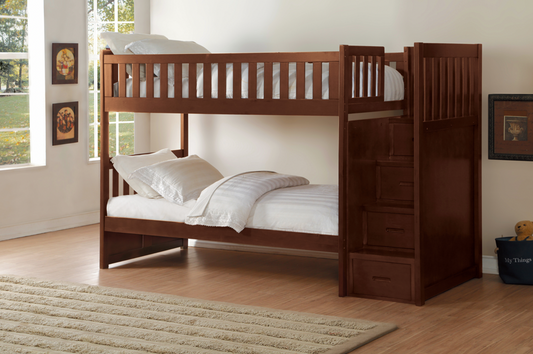 Rowe Dark Cherry Twin/Twin Step Bunk Bed