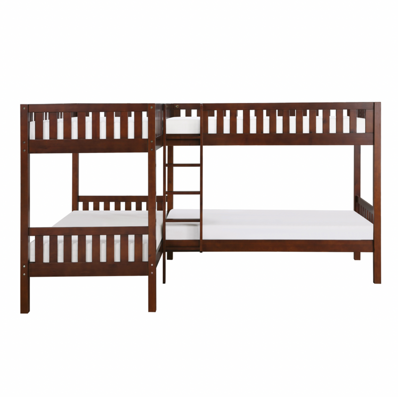 Rowe Dark Cherry Twin Corner Bunk Bed