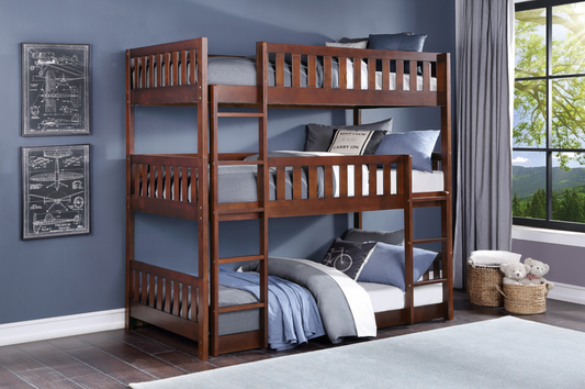 Rowe Dark Cherry Twin Triple Bunk Bed