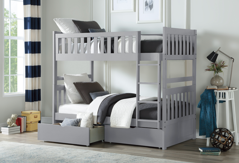 Orion Gray Twin/Twin Bunk Bed with Storage Boxes