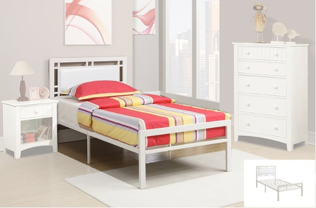 F9414T Twin Bed White Platform