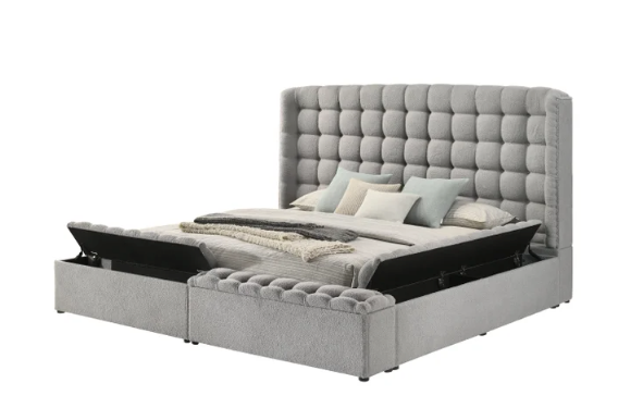 Madonna Gray Platform Bed - Queen, King **NEW ARRIVAL**