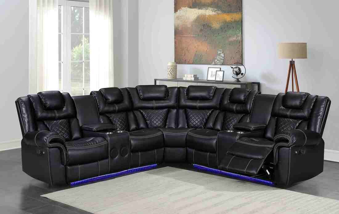 Alexa2023 Black Reclining Sectional