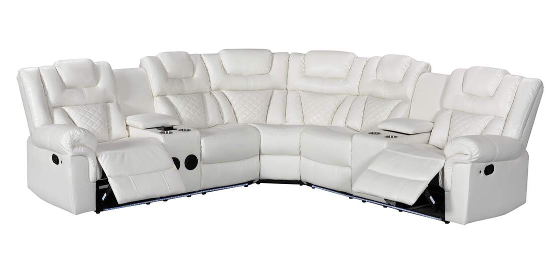 Alexa2023 White Reclining Sectional