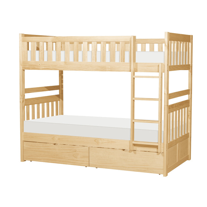 Bartly Pine Twin/Twin Bunk Bed with Storage Boxes