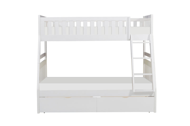 Galen White Twin/Full Bunk Bed with Storage Boxes