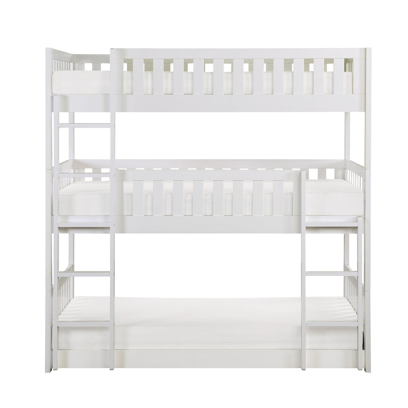 Galen White Twin Triple Bunk Bed