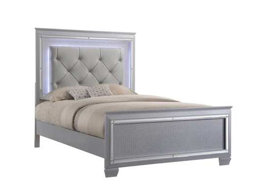 Lillian Silver LED Upholestered Bed