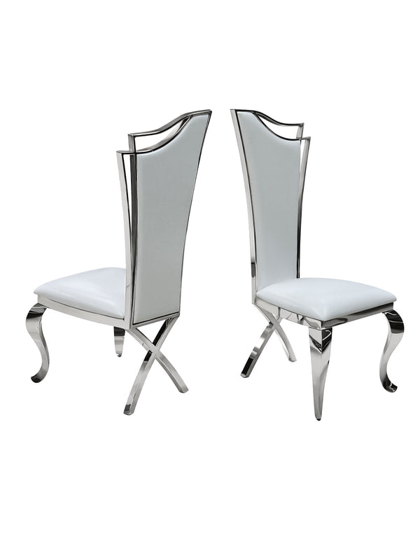 Royal Elegance Dining Room Set+ 6 Chair Set (silver+white)