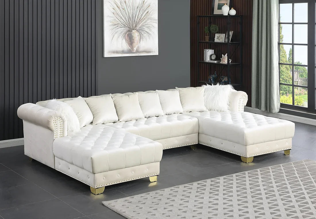 S6350 Jordan II  Velvet Double Chaise Sectional (Multiple Colors)