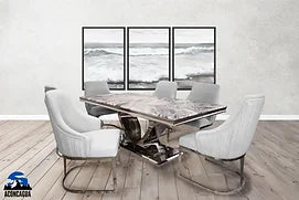 Daisy Rectangle Marble Dining (Table + 6 Chairs)