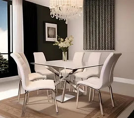 DT7003-R White Chairs (Table + 6 Chairs) (SOLD OUT)