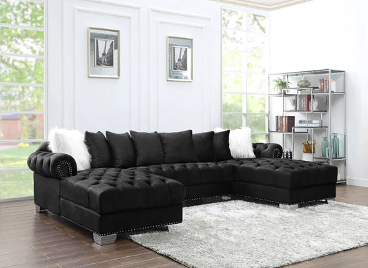 S6350 Jordan II  Velvet Double Chaise Sectional (Multiple Colors)