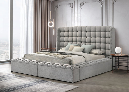 Madonna Gray Platform Bed - Queen, King **NEW ARRIVAL**