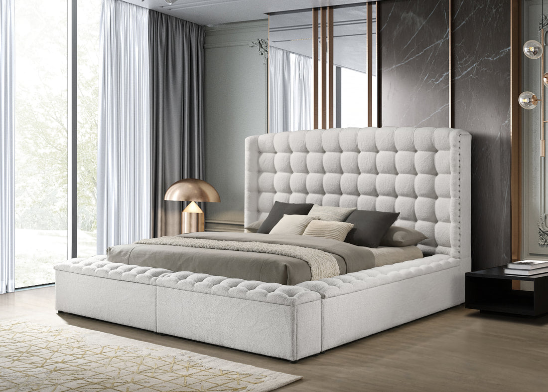 Madonna White Platform Bed - Queen, King **NEW ARRIVAL**