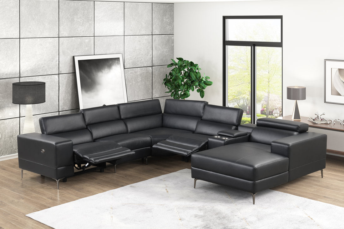 MILANO BLACK - 6PC Power Reclining Sectional **NEW ARRIVAL**