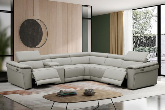 NEWYORK GRAY - LEATHER Power Reclining Sectional **NEW ARRIVAL**
