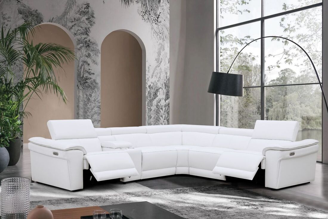 NEWYORK WHITE - LEATHER Power Reclining Sectional **NEW ARRIVAL**