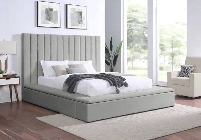 France - Grey Platform Bed Queen ONLY **ON SALE**